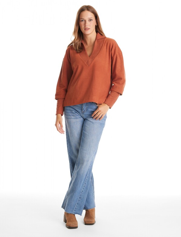 Buzo Cuello Solapa & Rib TERRACOTA