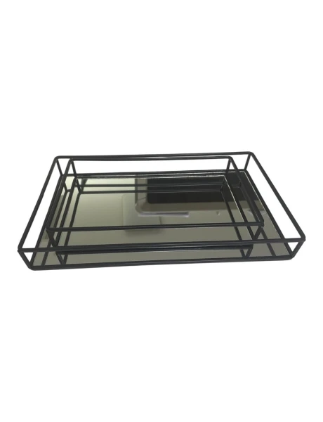 BANDEJA ESPEJO 27x16x4CM METAL NEGRO BANDEJA ESPEJO 27x16x4CM METAL NEGRO