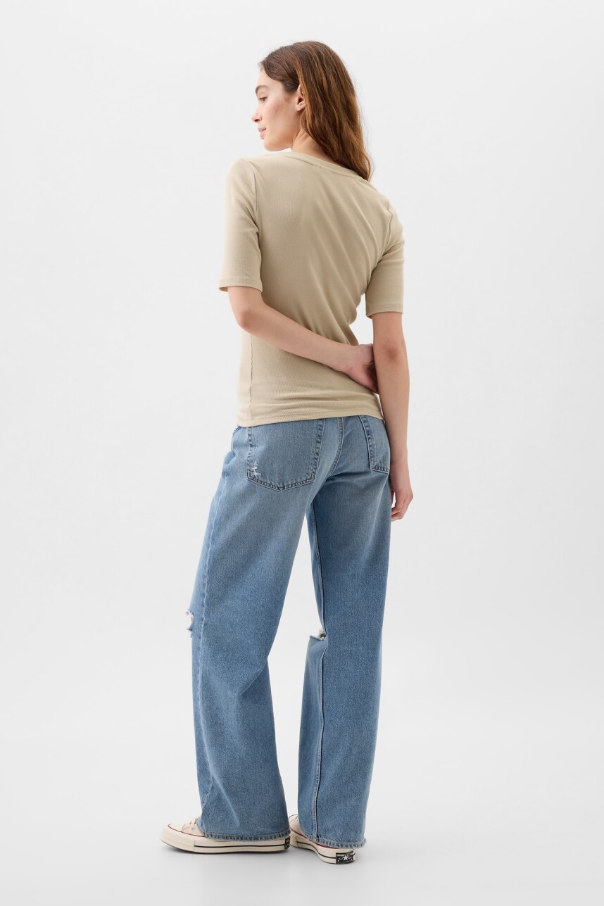 Remera Manga Corta Con Botones Mujer Bedrock 291