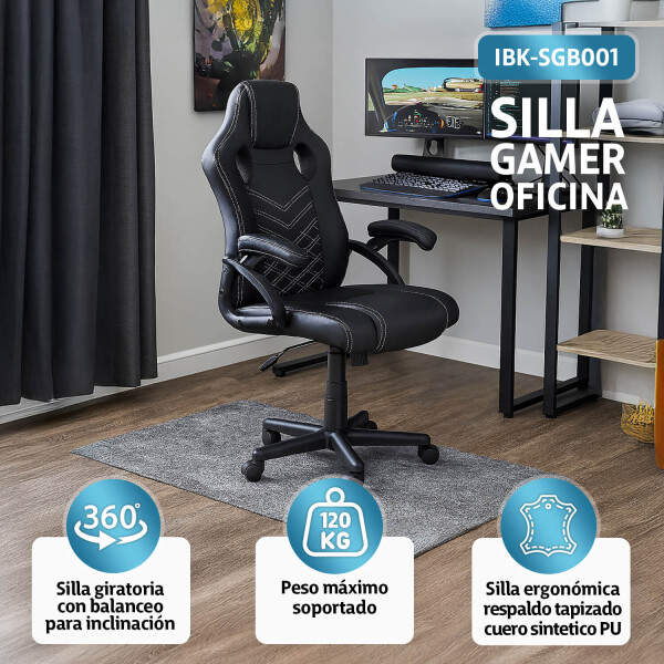 Silla Gamer Para Escritorio Oficina Ergonomica Profesional Respaldo Alto Tapizado Cuero Sintetico Imback Color Negro Silla Gamer Para Escritorio Oficina Ergonomica Profesional Respaldo Alto Tapizado Cuero Sintetico Imback Color Negro