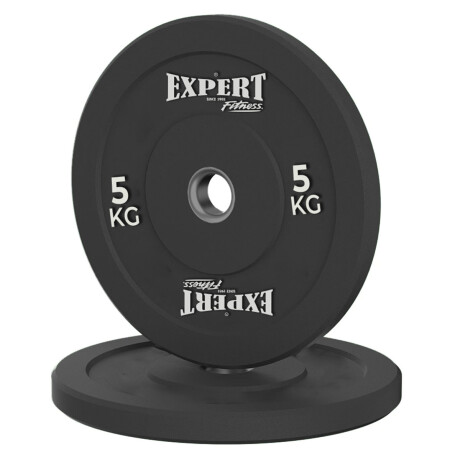 Disco Olímpico 5Kg Expert Revestido En Goma C/ Aro Metal Pesa P/ Barras Negro