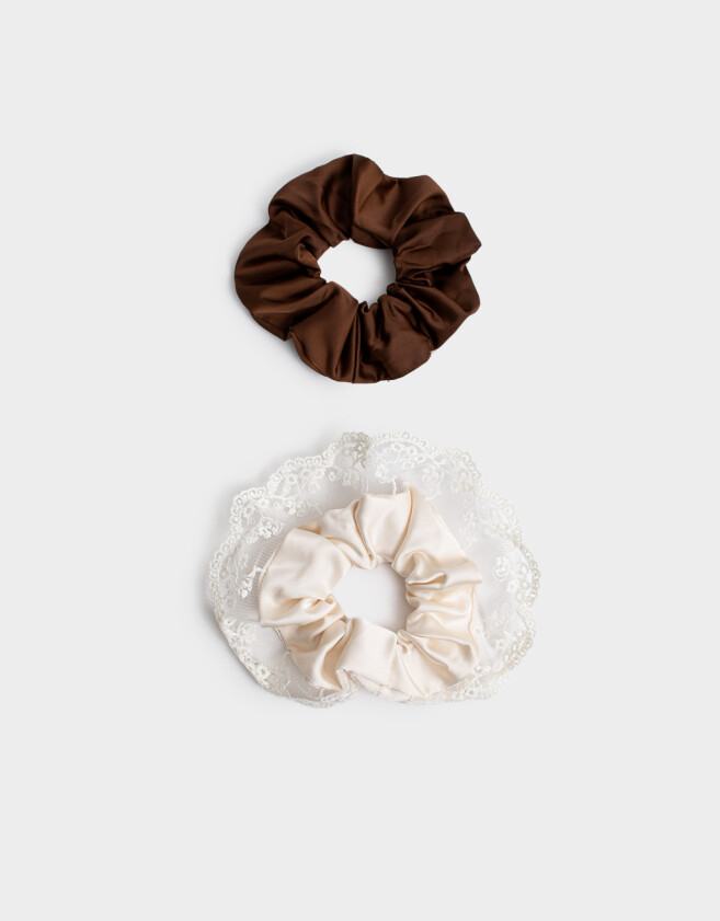 Skunzies De satén Set De Scrunchies - Combinacion Bicolor