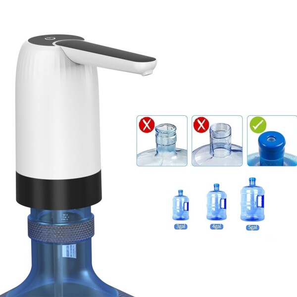 Dispensador Agua Bidon Bomba Eléctrica Automatica Recargable Variante Color Plateado Negro