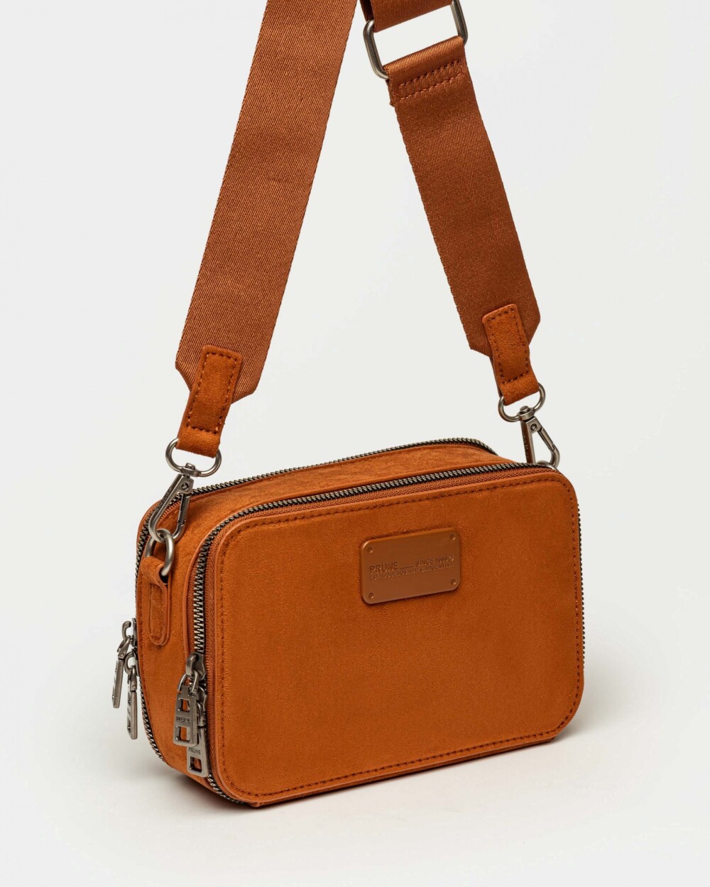 Bandolera New Penny en efecto gamuza Tabaco