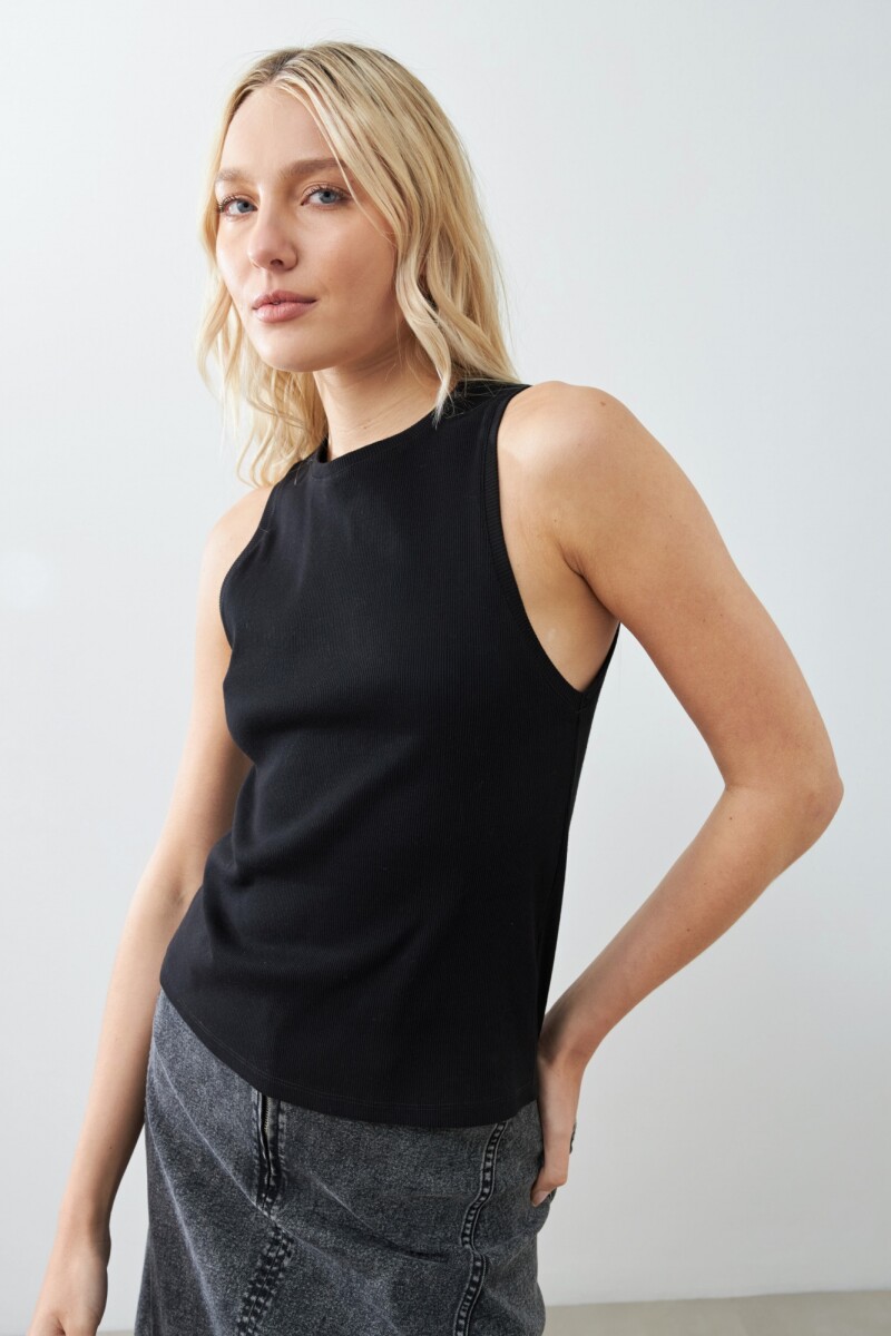 Musculosa canalé negro