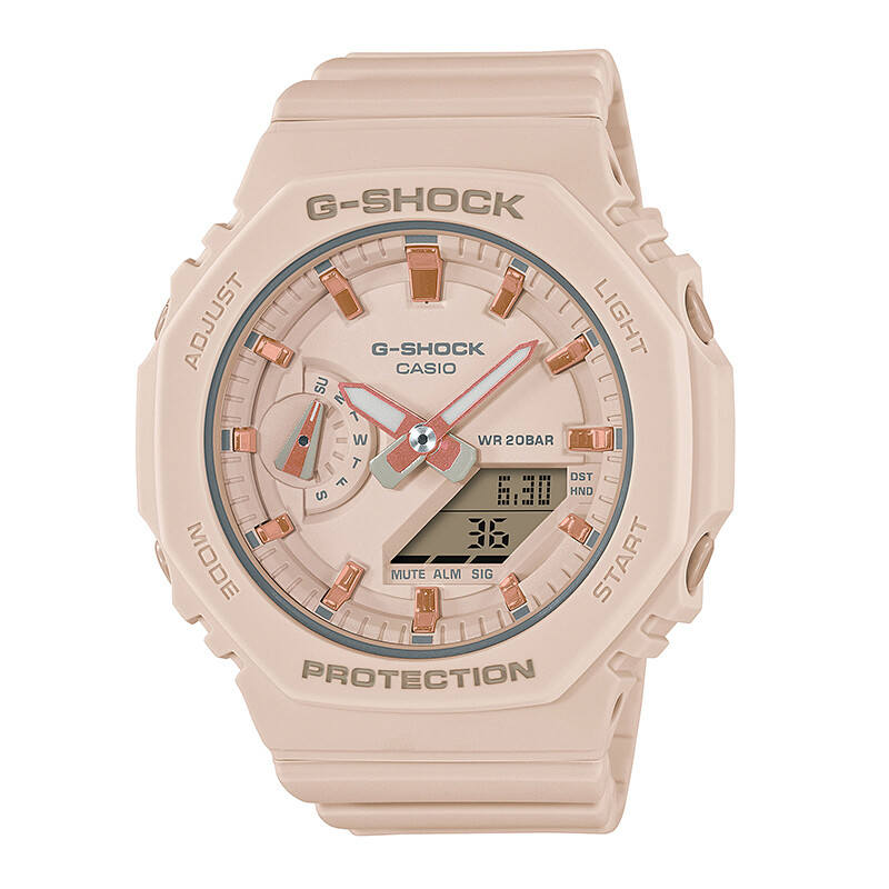 Reloj G-Shock para dama con banda de resina rosado claro