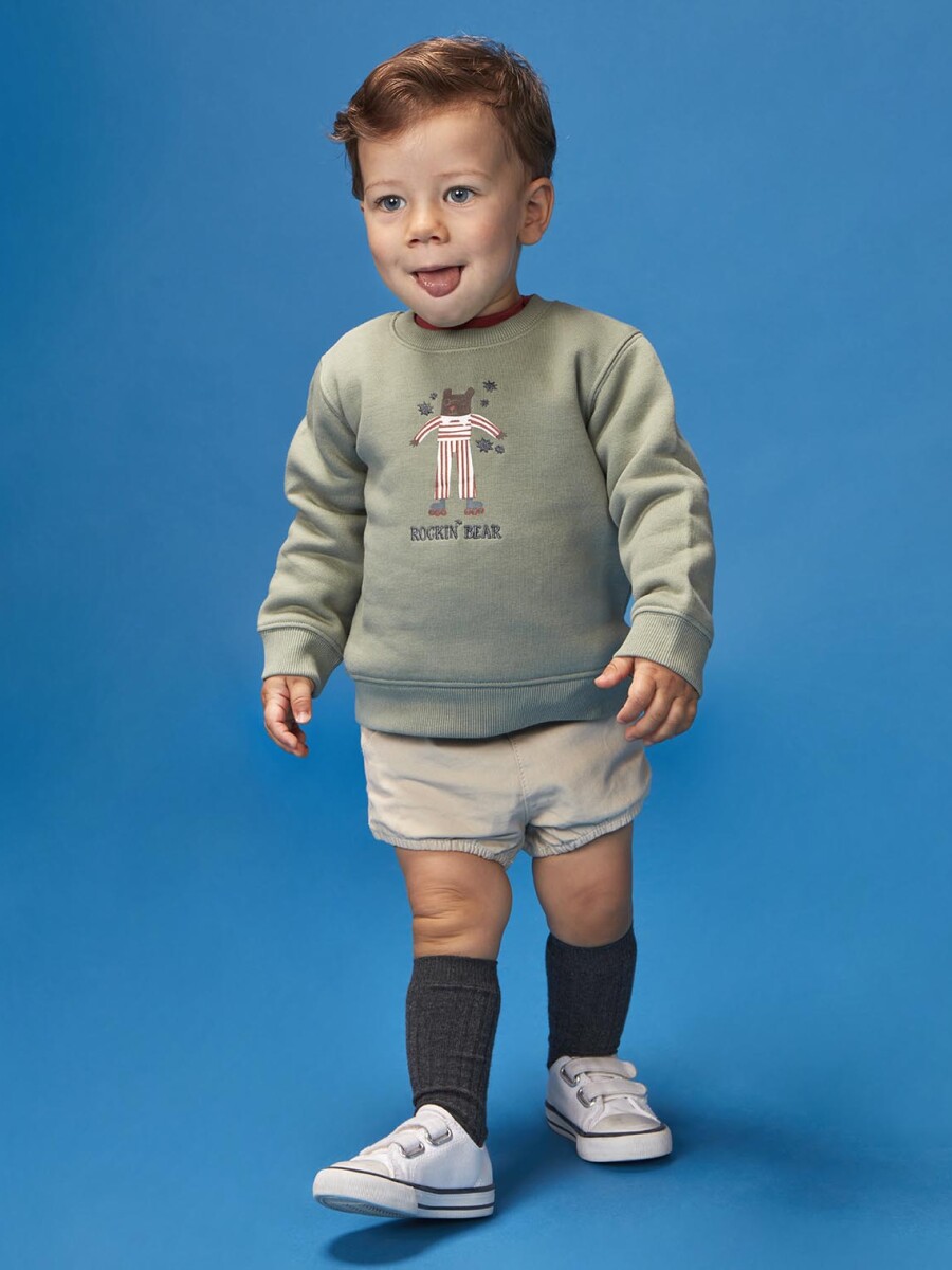 Sudadera Con Print O Verde Suave