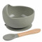 Bowl De Silicona Con Cuchara Gris