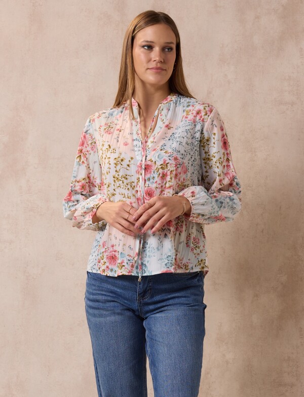 Blusa Gasa Plisada ROSA/MULTI