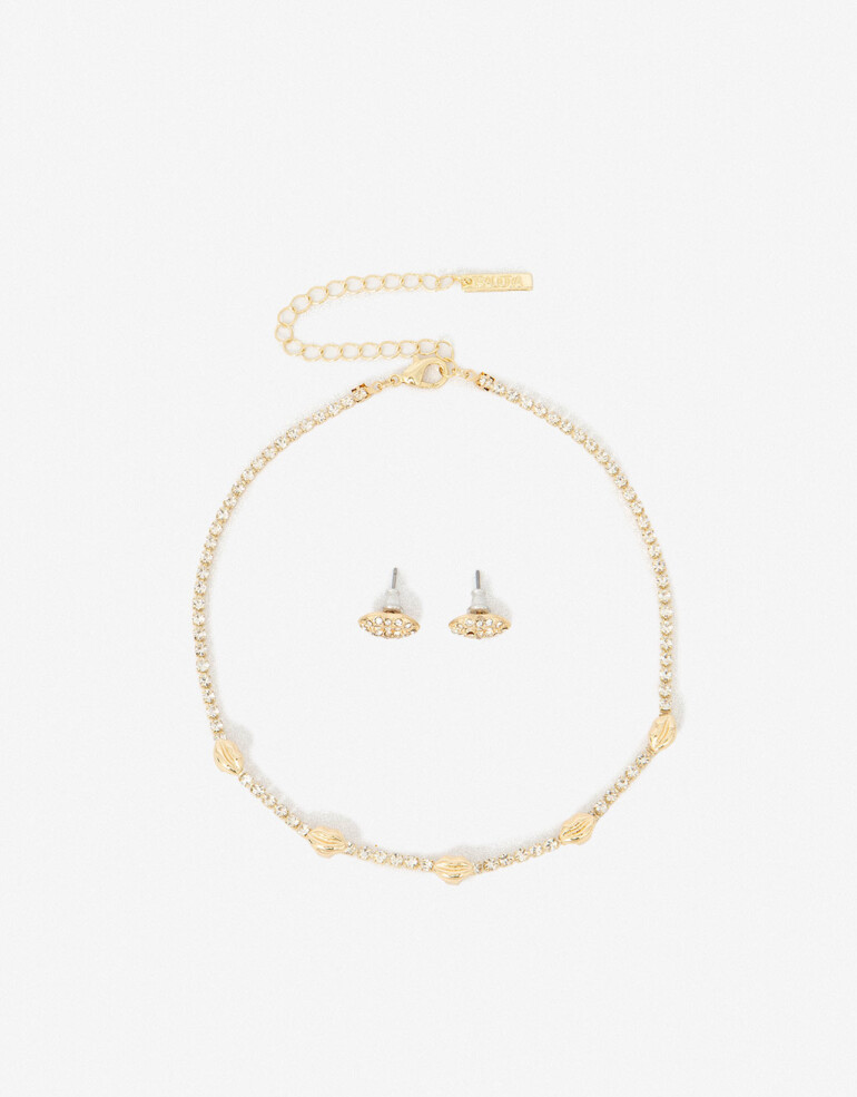 Bijouterie Set Sets temáticos Set De Aros Pasantes Y Choker Boquitas - Dorado