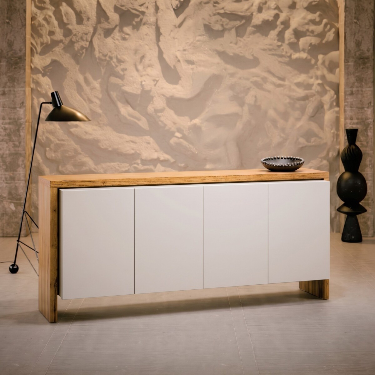 Aparador Buffet NORD 1.8 - Linea Manhattan - Off White / Cinamomo 