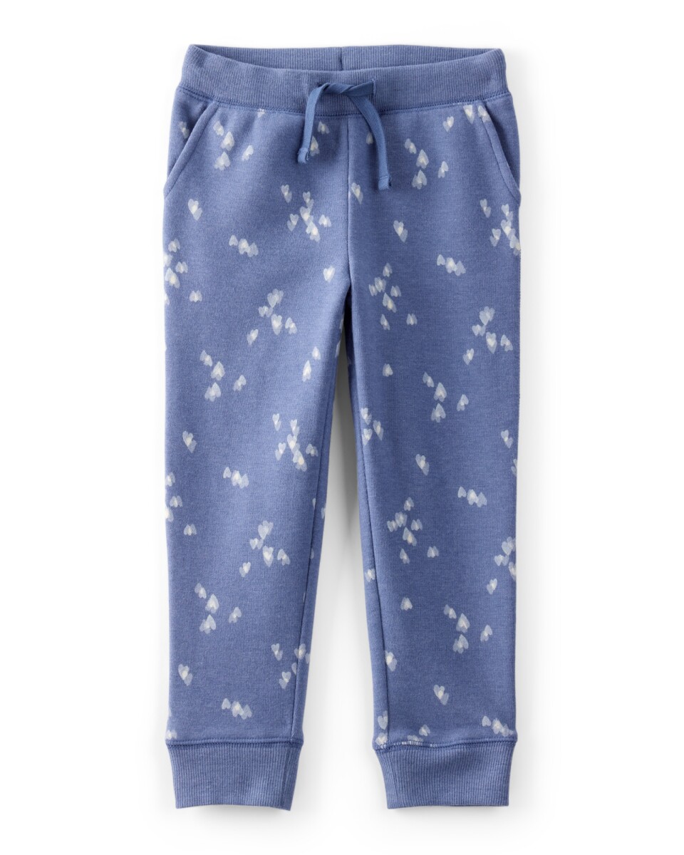 Pantalón de algodón, azul, diseño corazones 