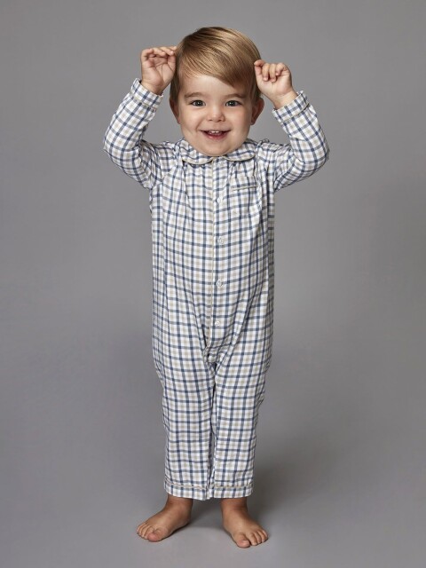 Pijama De Cuadro Vichy Gris Azulado
