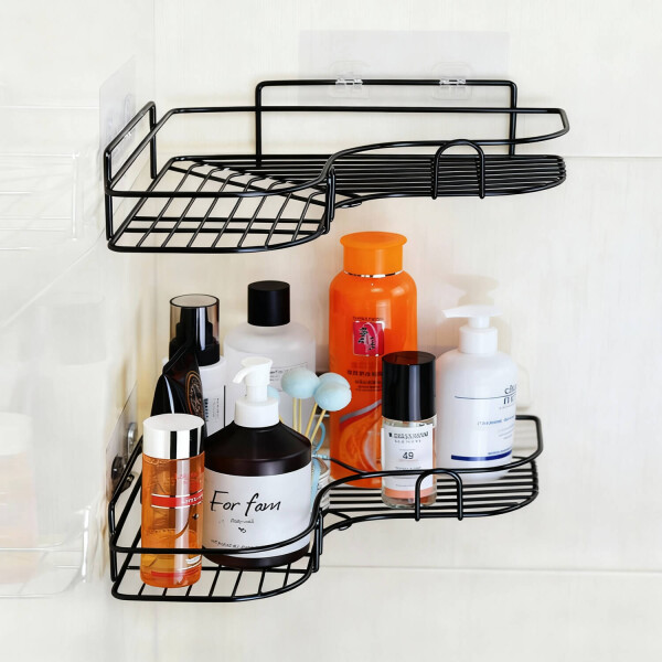 Estante Organizador Esquinero Set de 2 Accesorios Baño Ducha Adhesivo Imback Color Negro Estante Organizador Esquinero Set de 2 Accesorios Baño Ducha Adhesivo Imback Color Negro