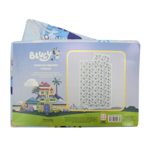 Juego Sábanas Infantil Bluey 1 Plaza 100% Microfibra CELESTE