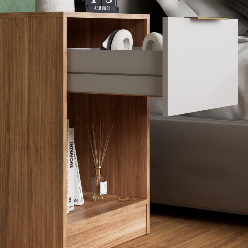 Mesa De Luz Moderna Dormitorio Para Cabecera Moderna Paris Beige