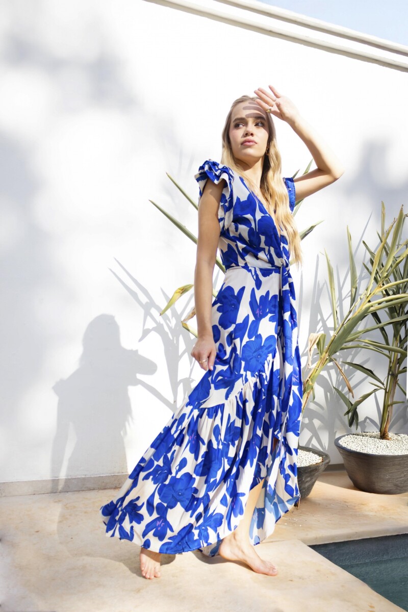 VESTIDO RAYSSA SKY BLUE TROPICAL BOUQUET VESTIDO RAYSSA SKY BLUE TROPICAL BOUQUET