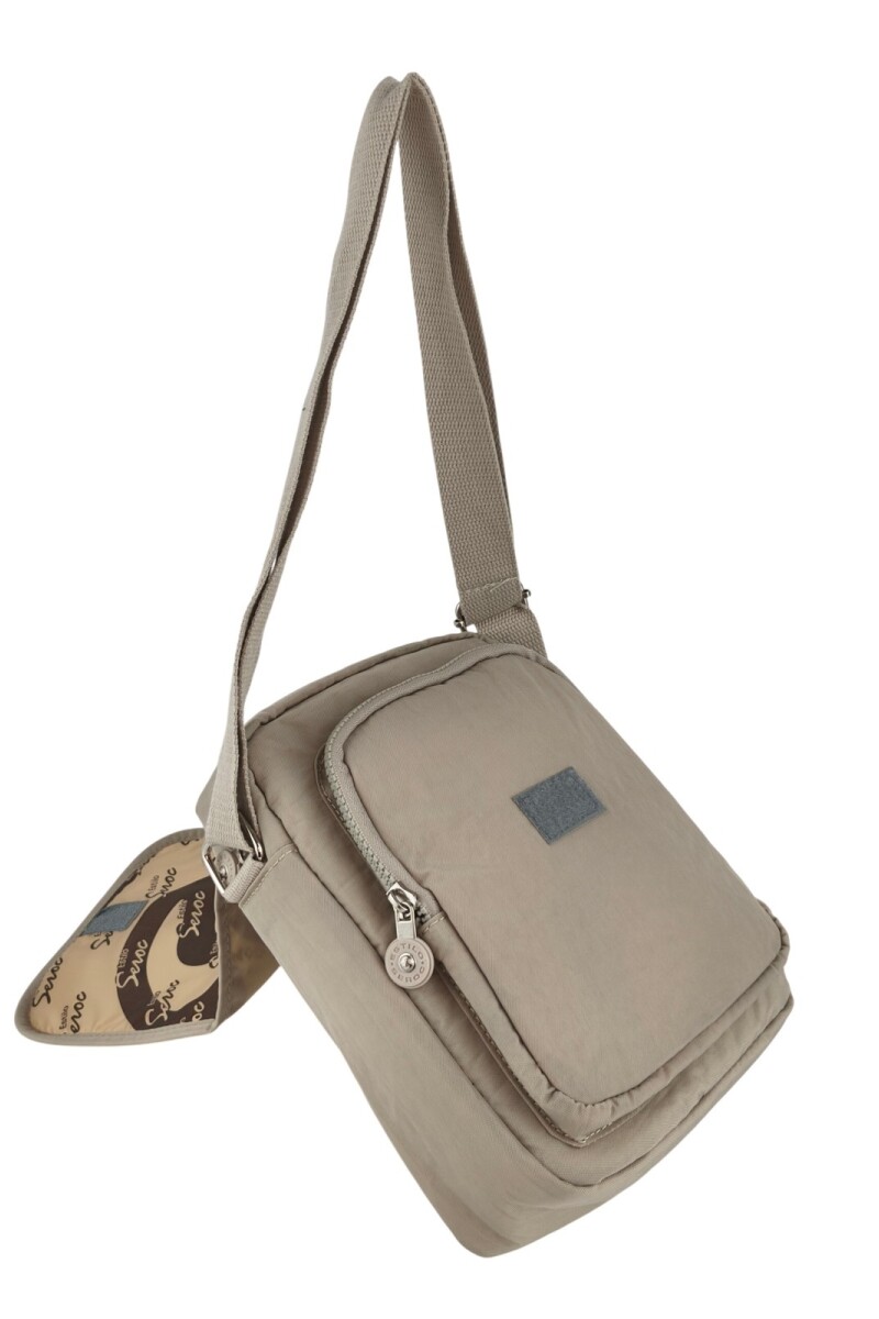 Morral Cruzado (Bandolera) en Tafeta Amasada Beige