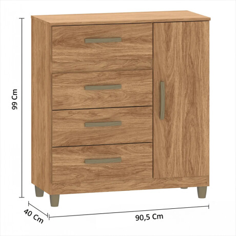 CÓMODA CAJONERA GUARDARROPA 4 CAJONES 1 PUERTA COLOR MADERA