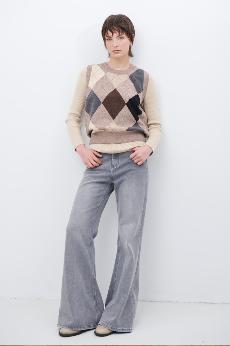 CHALECO ROMBOS BEIGE