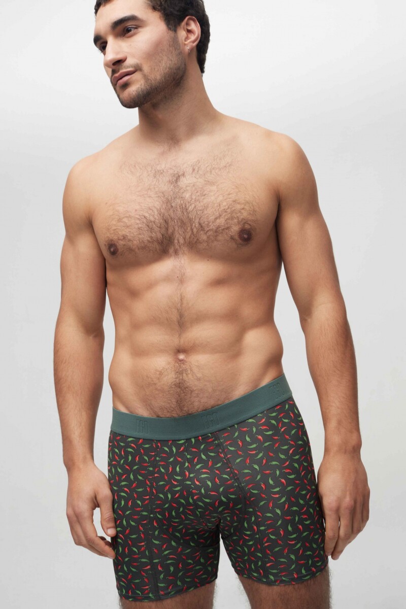 Bóxer Seda Fria Peppers - Verde 
