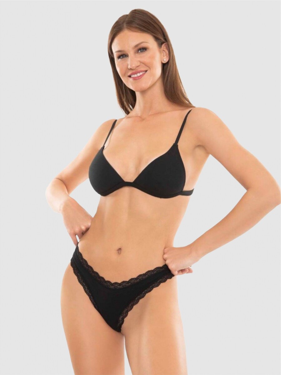 Colaless Algodón Lycra con Puntilla - negro 