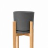MACETA CERAMICA GRANDE CON SOPORTE ALTO GRIS OSCURO