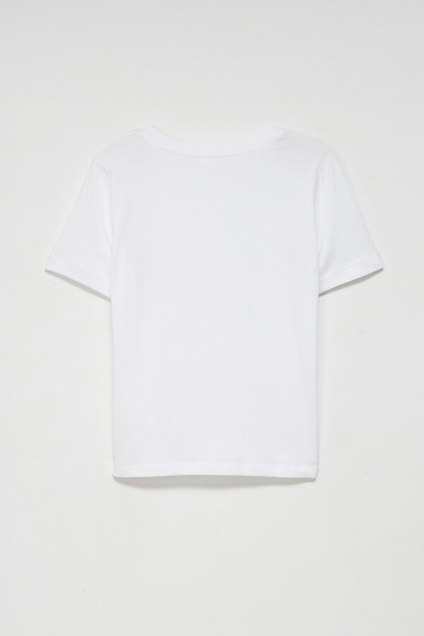 Camiseta manga corta de rib con puño Blanco