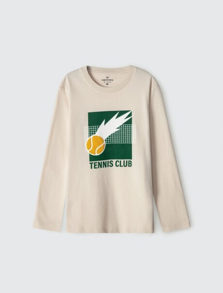 CAMISETA MANGA LARGA INFANTIL CON ESTAMPA BEIGE