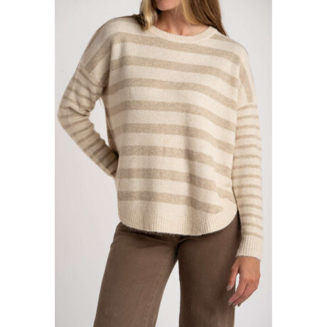 Sweater Rayado Combinado Beige Melange