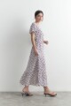 Maxi vestido estampado manga corta multicolor