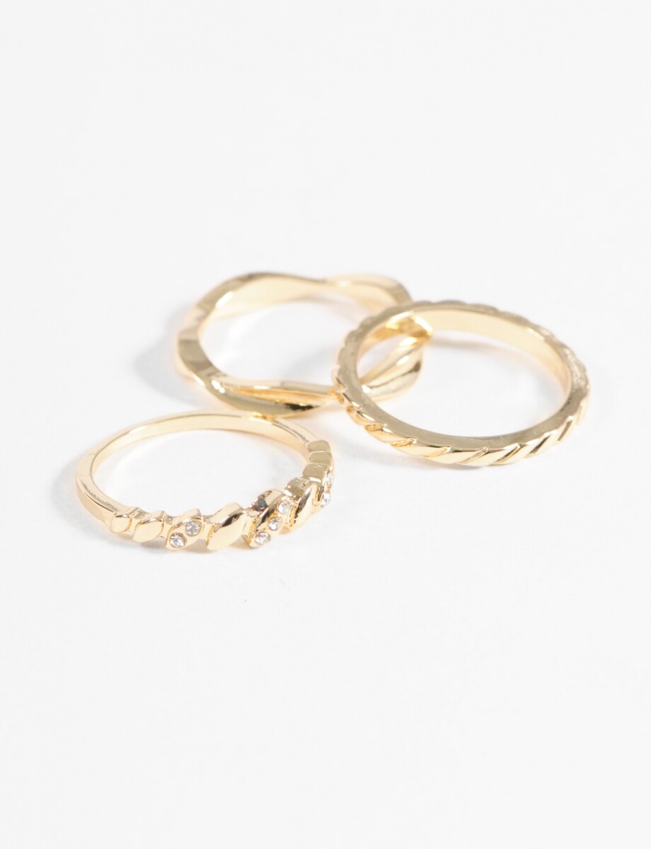 Set anillos wavy - dorado 