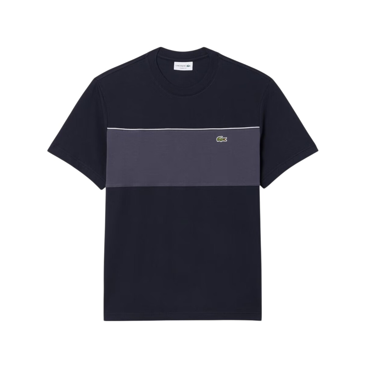 REMERA LACOSTE COLOUR-BLOCK COTTON - Black Grey 