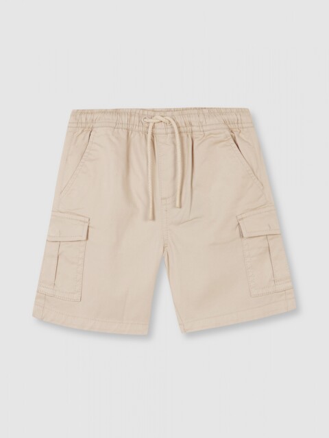 Pantalon Cargo Corto Con Cinturilla Elastica Piedra