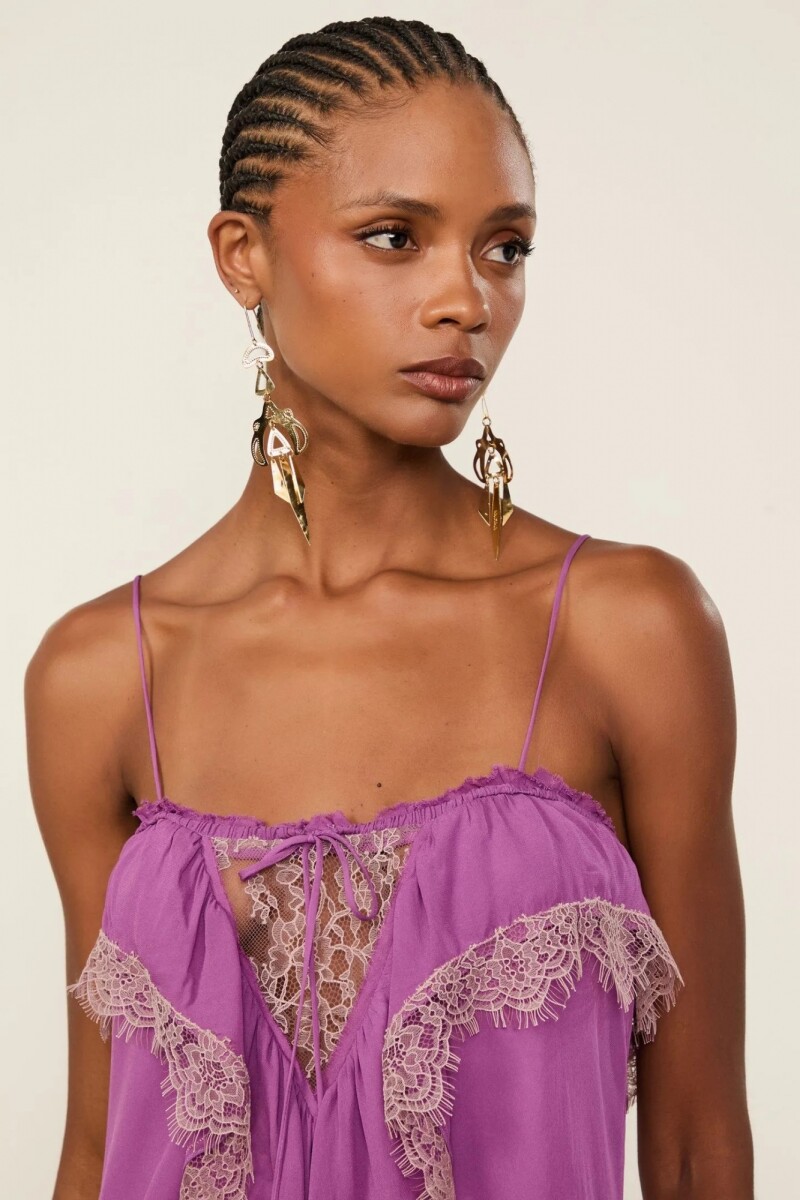 VESTIDO LARGO JABOT Violeta
