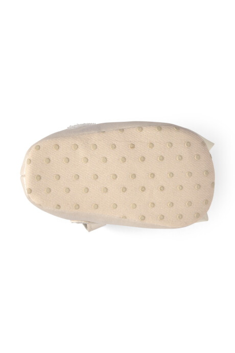 Guillerminas con velcro, brillo y moño, en color crema Sin color