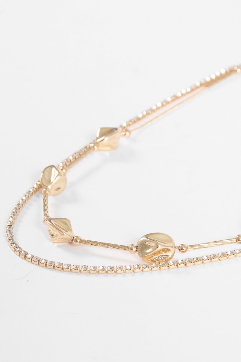 Collar largo doble con cuentas dorado