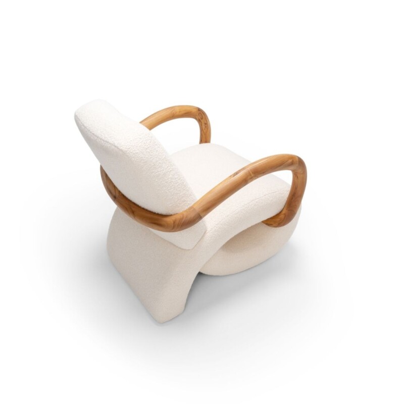 Butaca JURUA curva con brazos madera Cinamomo curvos tela arena Butaca JURUA curva con brazos madera Cinamomo curvos tela arena