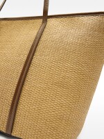 Bolso Shopper De Efecto Rafia Con Colgante natural