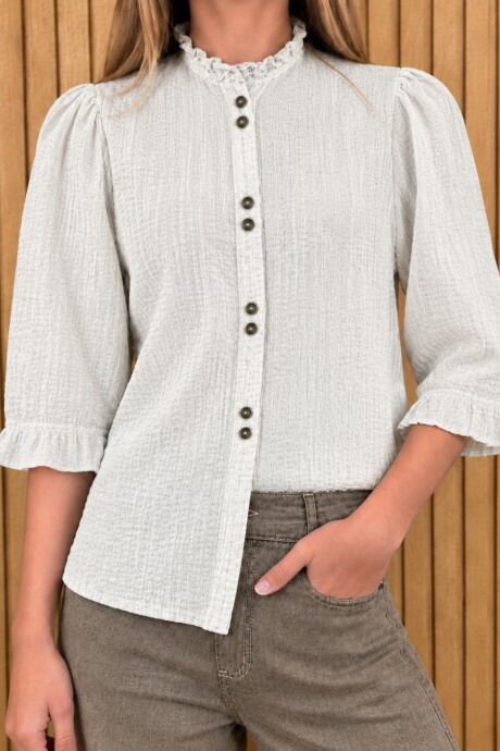 Camisa Carlita Volados Crudo Muselina