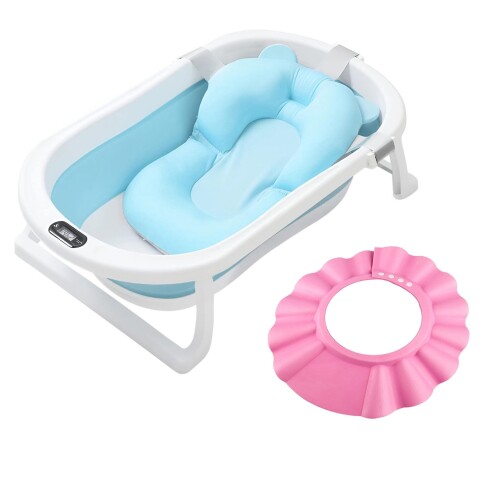 Baño Bebé Plegable + Colchón Baby Splash + Gorra Variante Color Rosa