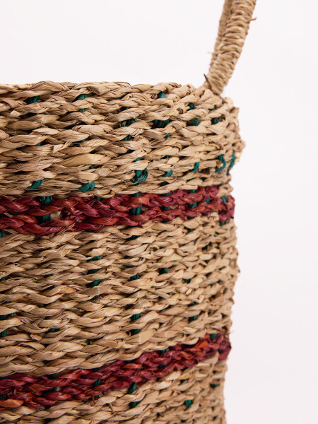 CANASTO OVALADO CON ASAS MARRON