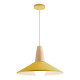 Lampara Colgante Metal Nordica Plato Deco Simil Madera Led Amarillo