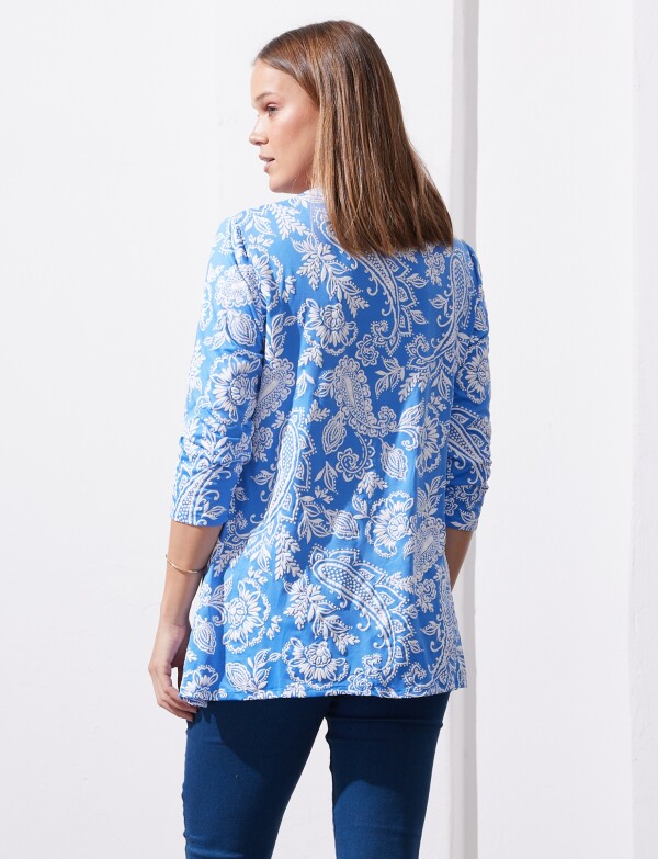 Blusa Relieve Printed AZUL/BLANCO