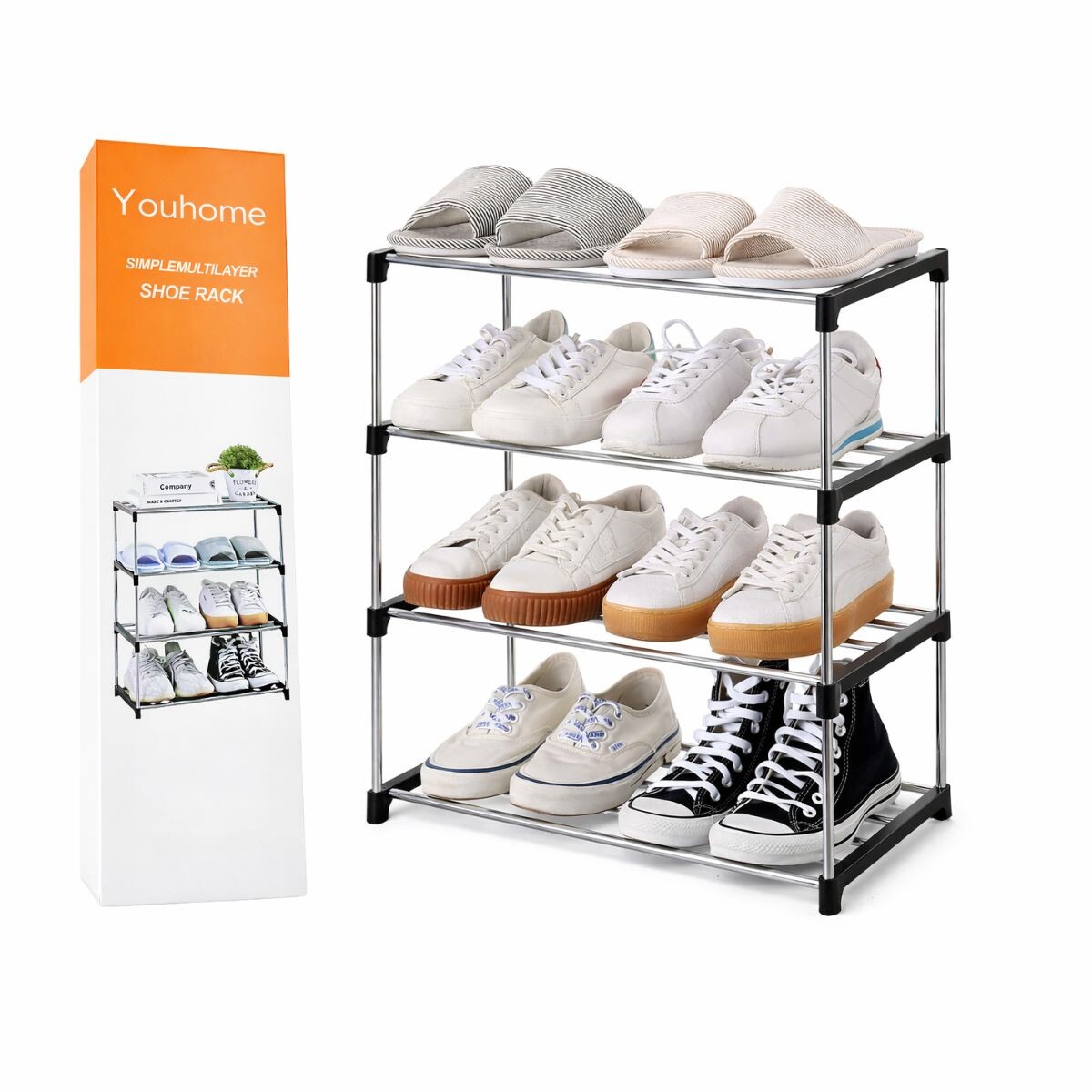 Organizador Calzado Zapatera Estanteria Zapatos Apilable Multi Nivel Rack Metal Plastico 