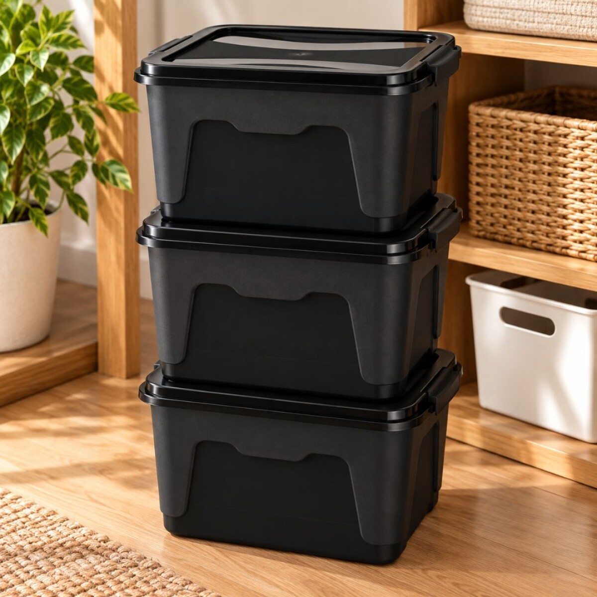 Combo Caja Organizadora Rischioto 20 litros x 3unds Negro 