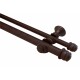 Barrote cortina doble de metal 1,5 m + 2 Soportes MARRON OSCURO