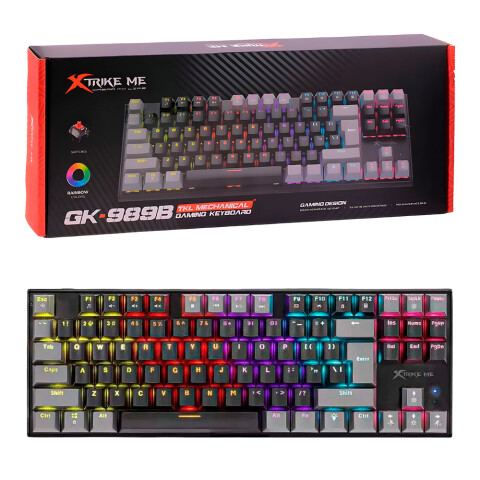 Teclado Gamer Mecánico RGB Xtrike Me GK-989B Anti-ghosting Color Negro