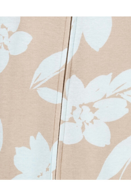 Pijama una pieza de algodón, con pie, beige, diseño floral. Talles 12-24M Sin color