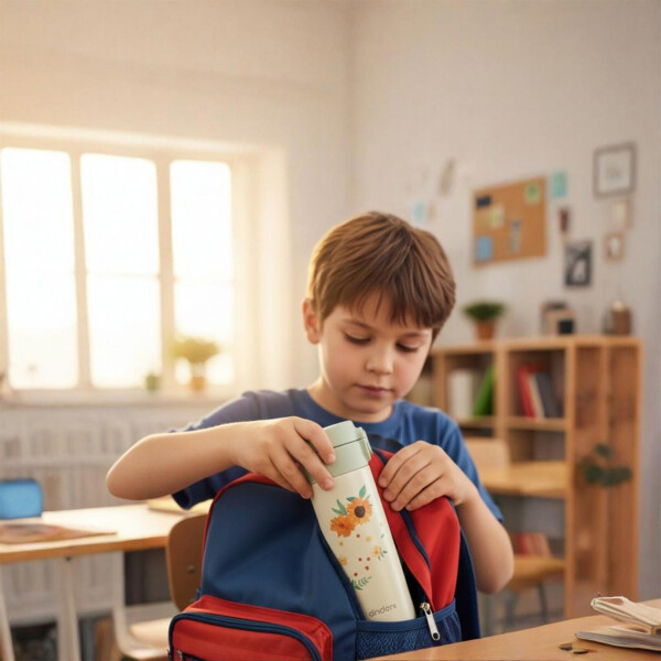 Vaso Térmica Acero inoxidable Botella 300ml Diseño Floral Color Amarillo